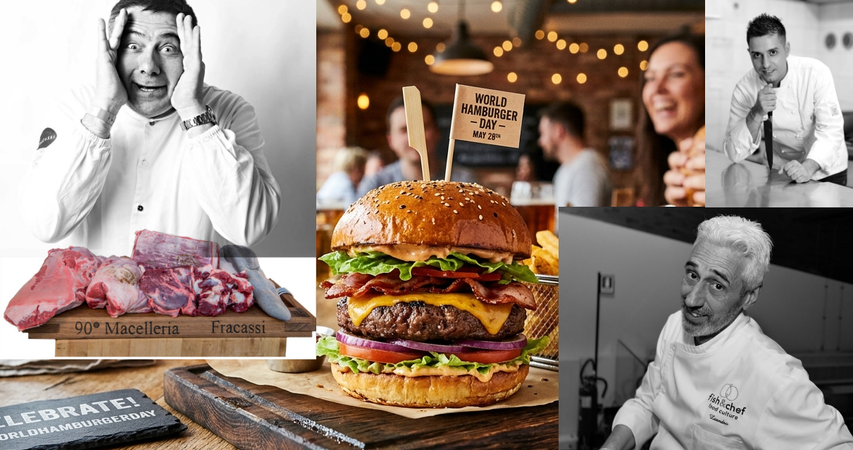 28.05 World Hamburger Day con Simone Fracassi, lo chef  Leandro Luppi e la rivelazione Mauro Caldaroni